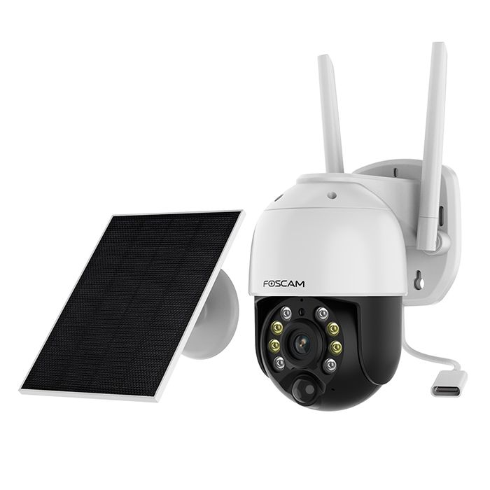 Foscam B4 - 2K 4MP Outdoor Pan/Tilt WiFi Battery IP Security Camera with Solar Panel & Spotlights 