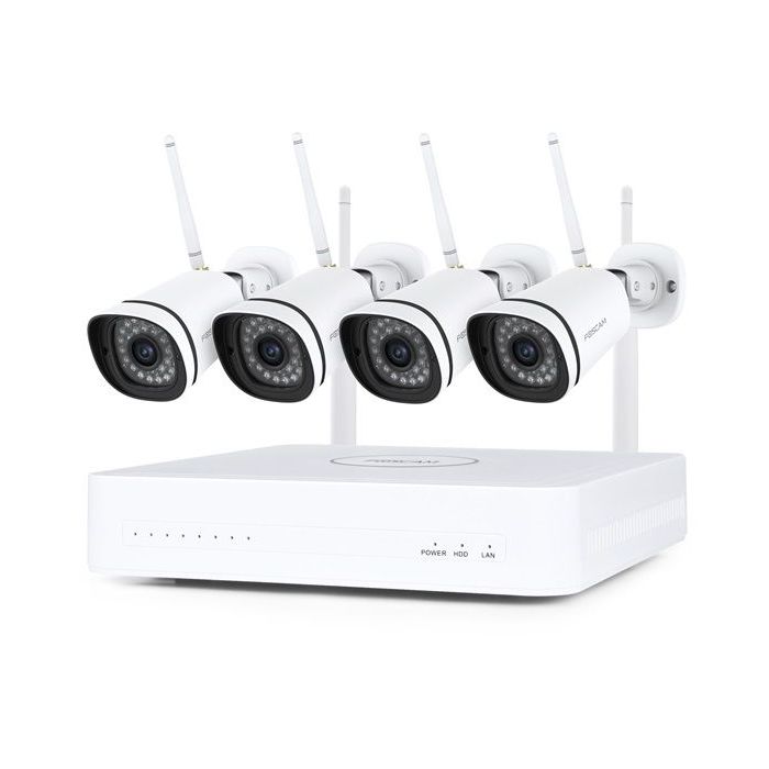 Foscam FN8108W - 2K 3MP 8-Channel Complete Mesh WiFi Security Kit, Incl 4 Cameras & 1TB HDD